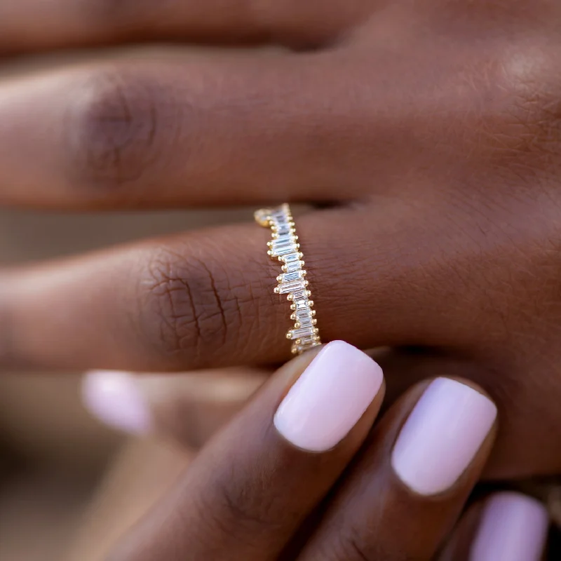 Cityscape Eternity Ring with Needle Baguette Diamonds