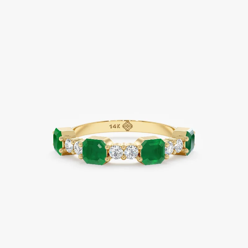 Diamond and Octagon Emerald Ring, Una