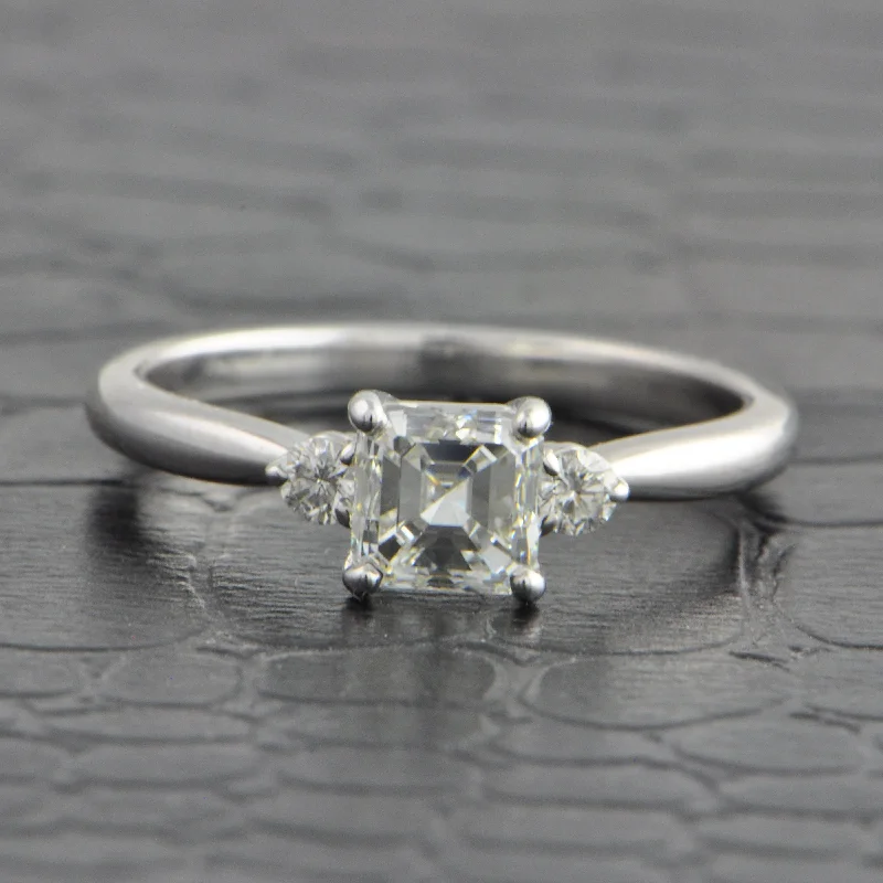 GIA 1.0 ct. Asscher Cut Diamond Engagement Ring in White Gold