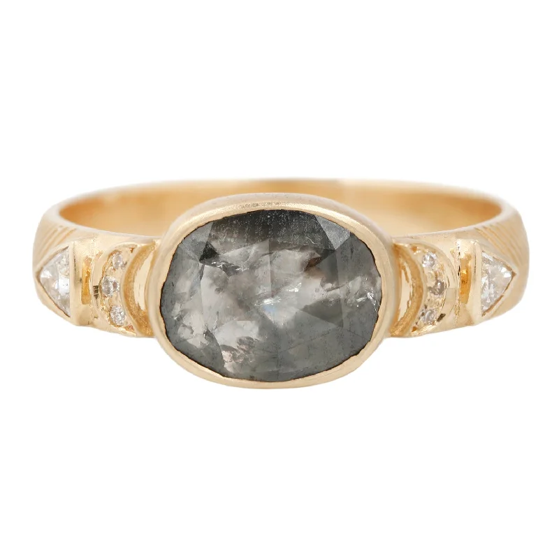 Gray Diamond Crescent Totem Ring