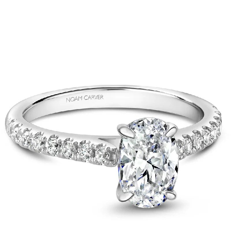 Noam Carver Oval Center Diamond Engagement Ring with Diamond Peek-A-Boo Halo B238-02A