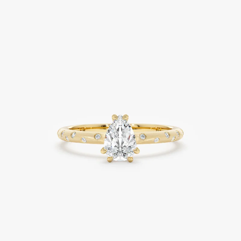 Pear Diamond Flush Set Engagement Ring, Jaleah