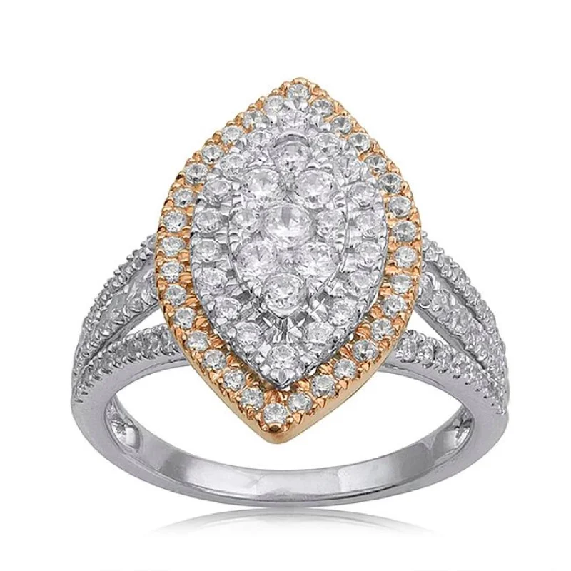 Red Hot Deal 1 CTW Diamond Ring in 10KT White and Rose Gold