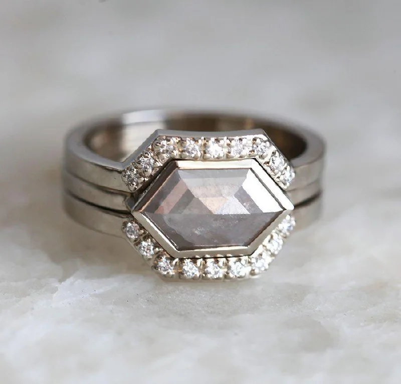 Farah Salt & Pepper Diamond Ring Set