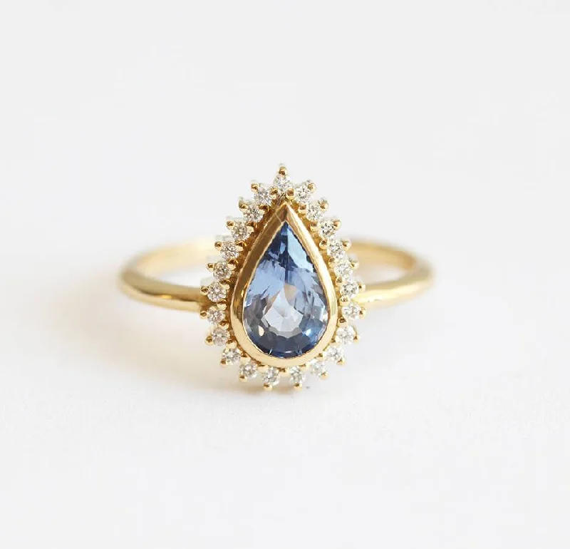 Daksha Pear Sapphire Diamond Ring