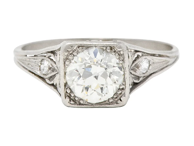 Jewelry Flash Sale – Stylish Designs At Unbeatable Rates Traub Mfg. Art Deco 1.07 CTW Diamond Platinum Scrolling Vintage Engagement Ring