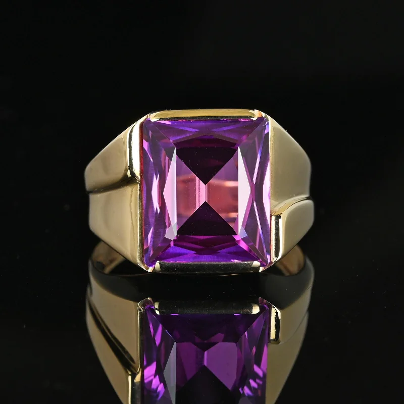 Vintage Gold 7.5 CTW Pink Sapphire Signet Ring