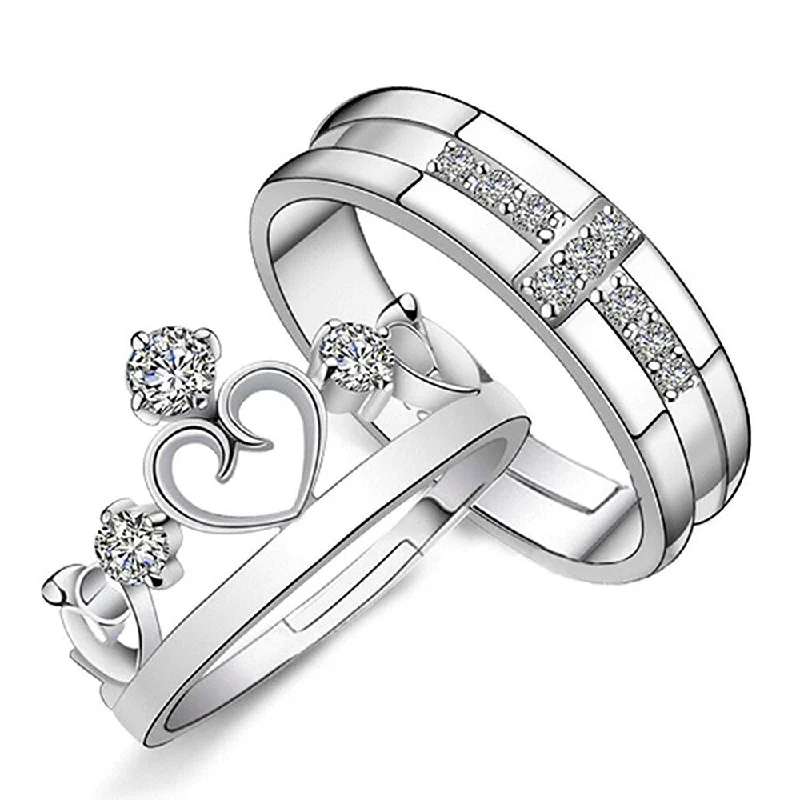 Elegant Jewelry, Exclusive Prices – Shop Now Etnico Platinum-Plated Couple Ring (Women) (Pack of 2) - FL180CO