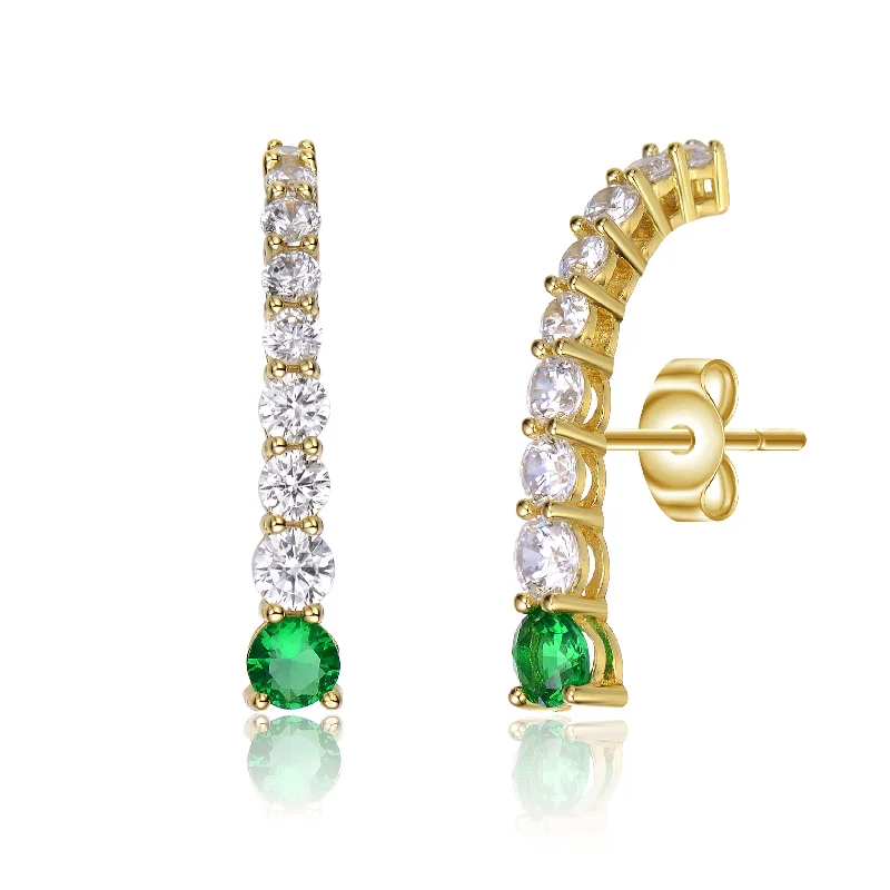 Elevate Your Jewelry Collection With Limited-Time Savings Sterling Silver Cubic ZIrconia Curved Journey Earrings
