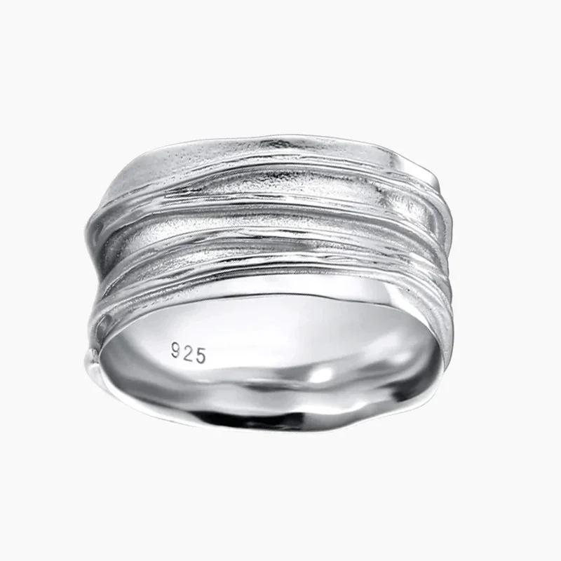 Elegant Jewelry, Affordable Luxury – Shop Now Wide Band Ring 925 Sterling Silver Ripple Thumb Ring