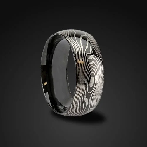 Replica Damascus Steel Ring Mokume Gane Wedding Band