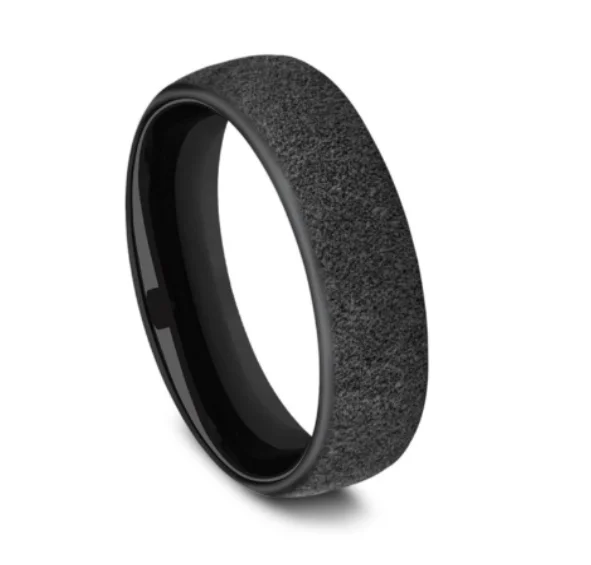 Benchmark Black Titanium Concrete Finish European Comfort Fit Band- 6.5mm