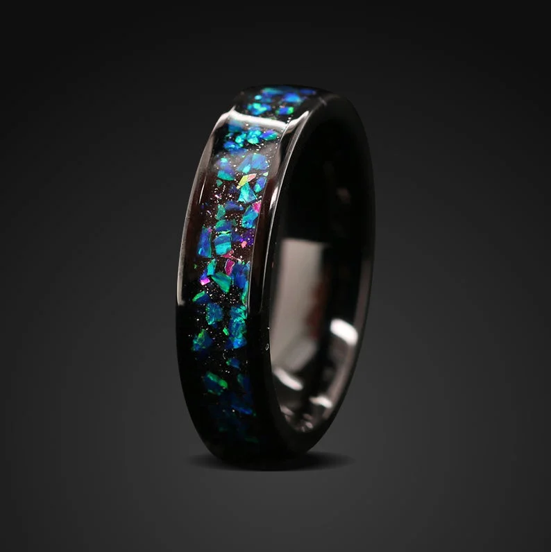 Night Universe Opal Wedding Band for Her | Wedding band for Women