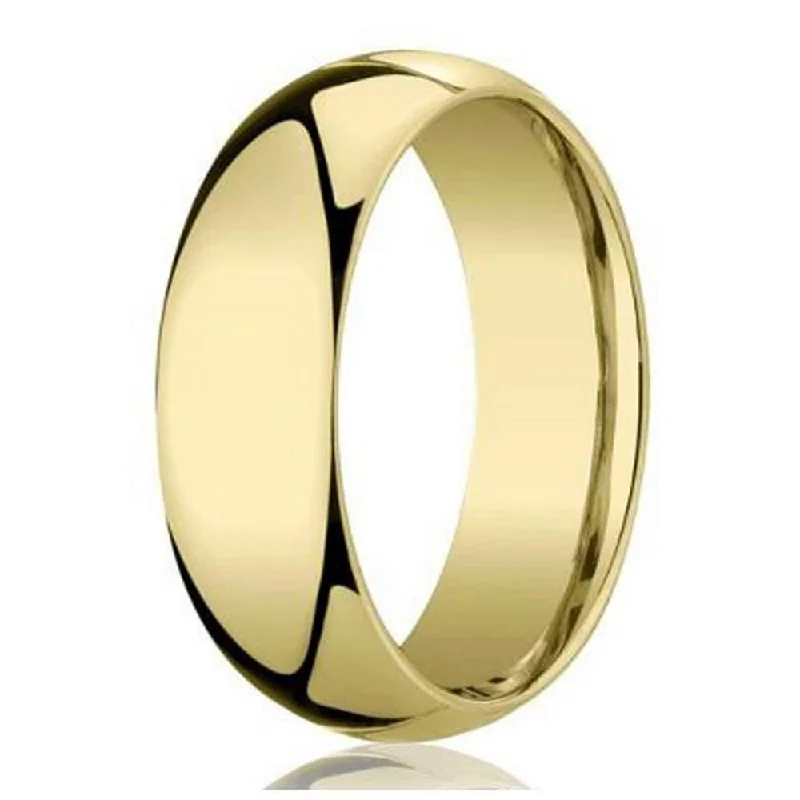 Designer 14K Yellow Gold Wedding Band For Men, Traditional | 7mm