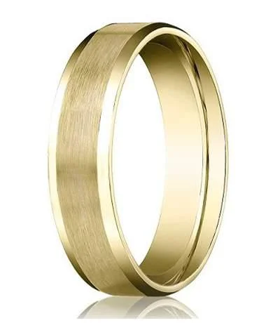 Designer 14K Yellow Gold Men's Wedding Band, Beveled Edge | 4mm