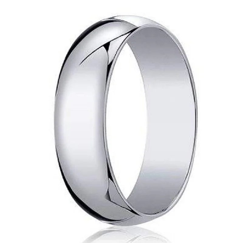 Designer 8 mm Traditional Domed Polished Finish 10K White Gold Wedding Band