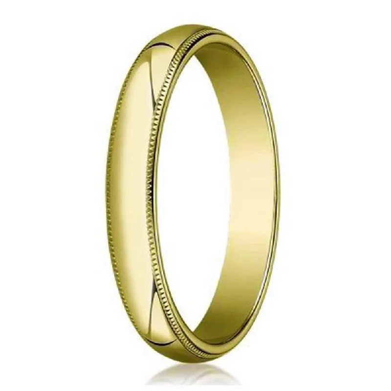 Designer 4 mm Traditional Fit Milgrain 10K Yellow Gold Wedding Band