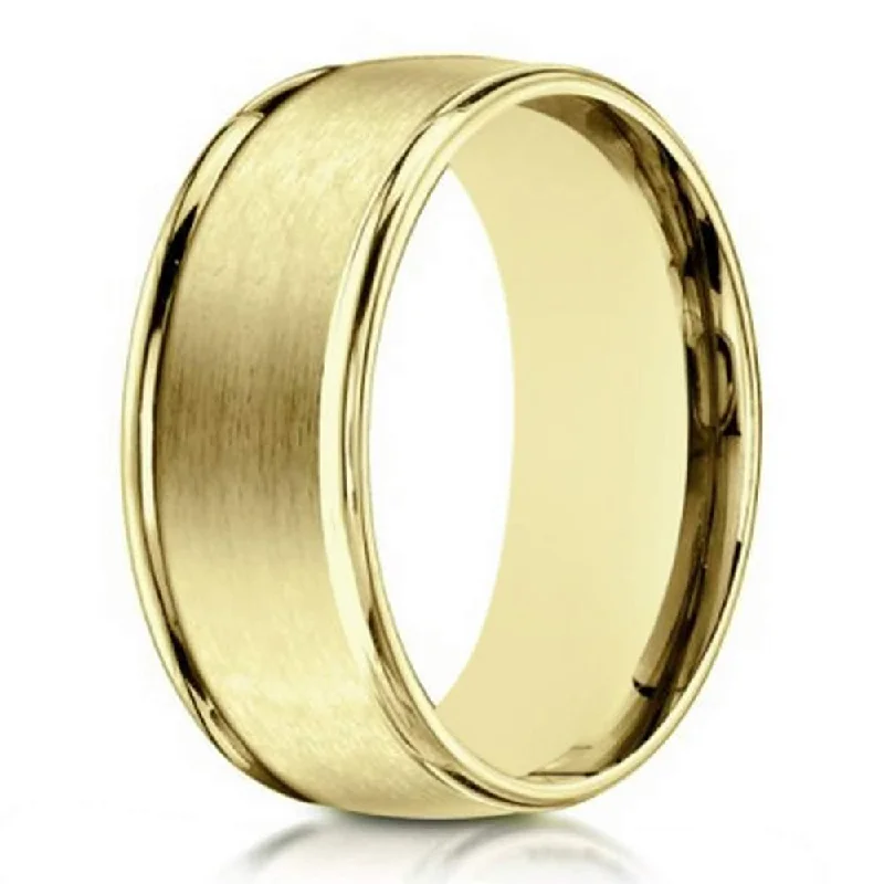 14K Men's Yellow Gold Traditional Wedding Band | 8mm width