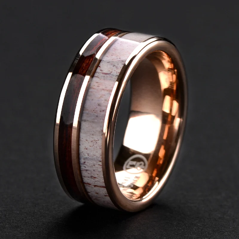 Tungsten Meteorite Ring for Men | Gold Plated Wedding Band | 8mm