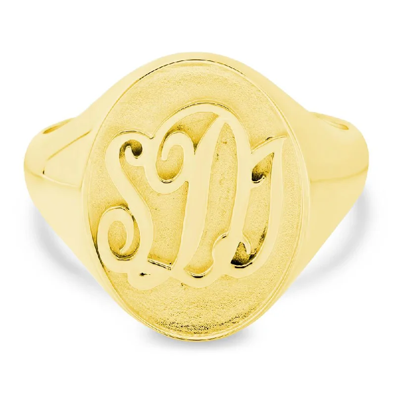 Raised Initial Monogram Mens Signet Ring