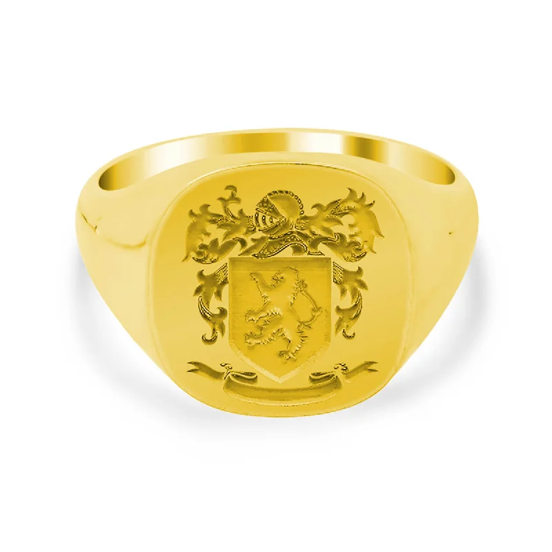 Clearance Sale On High-End Jewelry Collections Men's Square Signet Ring - Medium - Laser Engraved Family Crest / Logo