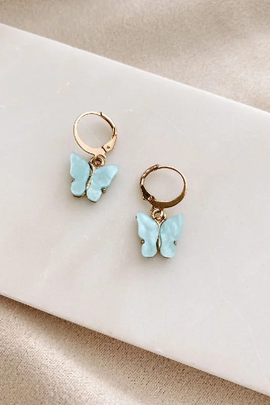 Monarch Moment Dangle Earrings (Blue)