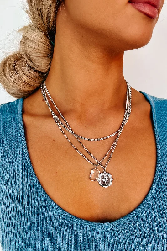 Prized Roses Layered Necklace (Silver)