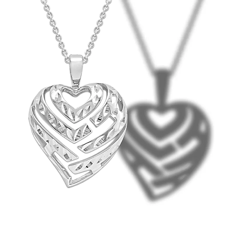 Personalized Jewelry Sale – Meaningful Gifts At Great Prices 24" Adjustable Aloha Heart Necklace in Sterling Silver - 24mm