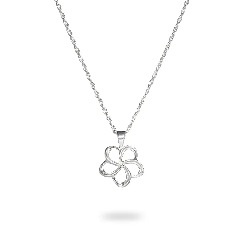 High-End Jewelry, Now More Affordable Than Ever 18" Plumeria Pendant with Chain in Sterling Silver - 15mm