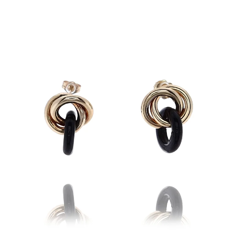 Get Your Favorite Jewelry At The Best Price Estate 14 Karat Yellow Gold Gold Love Knot Onyx Earrings