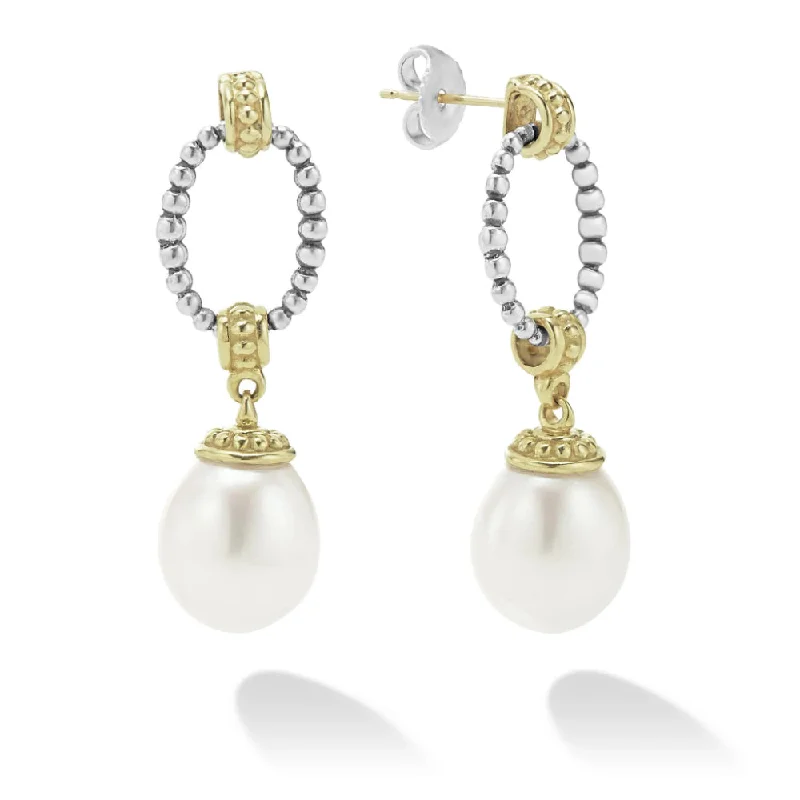 Affordable Glamour – Premium Jewelry For Less Lagos Luna Two-Tone Pearl Oval Drop Earrings