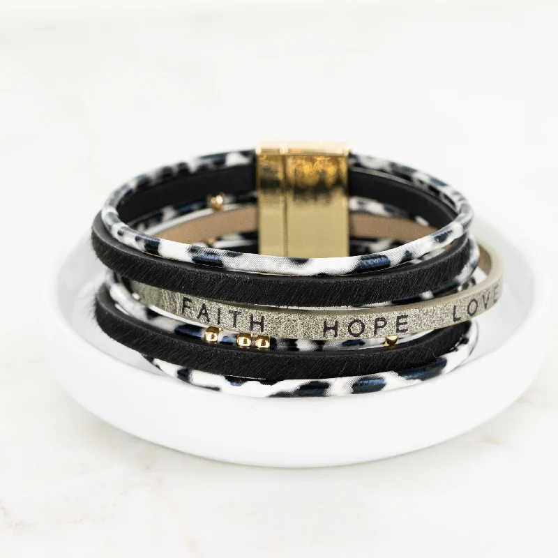 Bestselling Jewelry At Special Promotional Rates Faith Hope Love Bracelet - Black