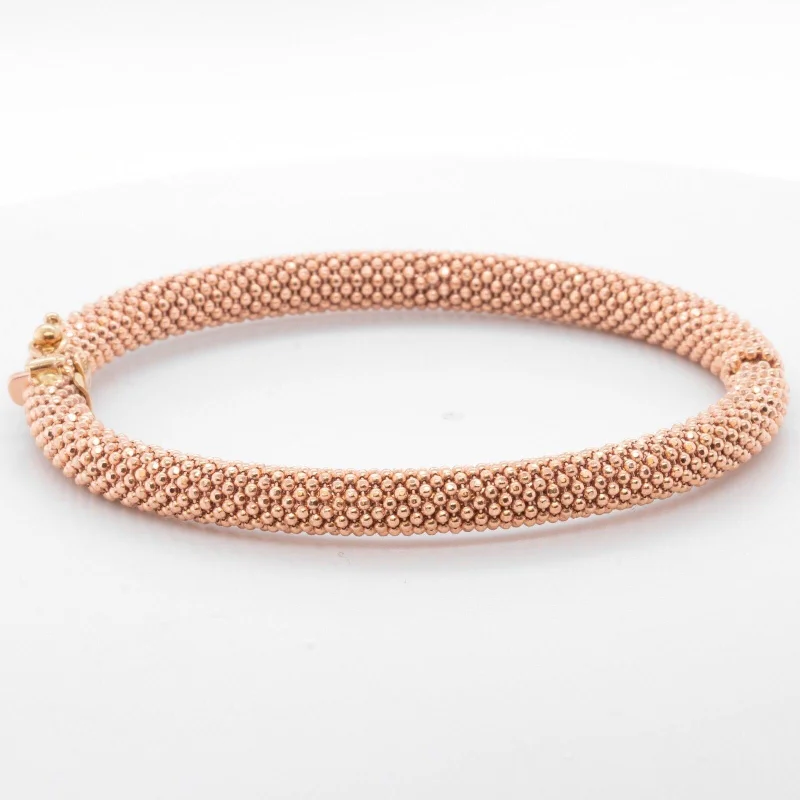 Flash Jewelry Sale – Get Stunning Pieces At Low Prices 14k Rose Gold Beaded Mesh Hinged Bangle Bracelet 6.75" 20.5g ITALY