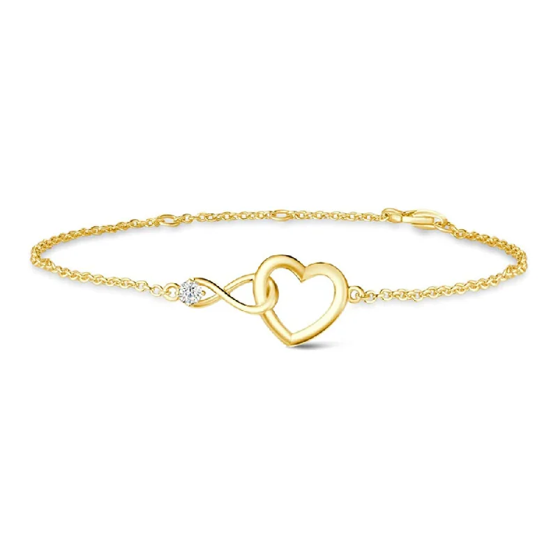 Seasonal Jewelry Deals – Elevate Your Style FANCIME Interlocking Heart Infinity 14K Solid Gold Bracelet