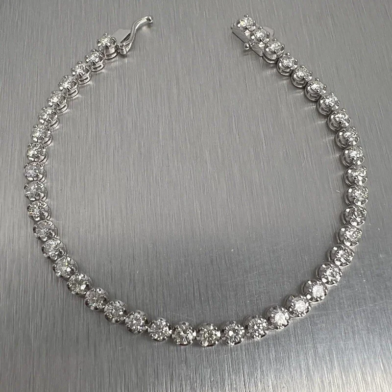 High-End Sparkle, Low-End Prices – Jewelry Sale Live 14k White Gold Diamond 42 Stone U-Prong Tennis Bracelet 4.33ctw G SI1 9.8g 7"