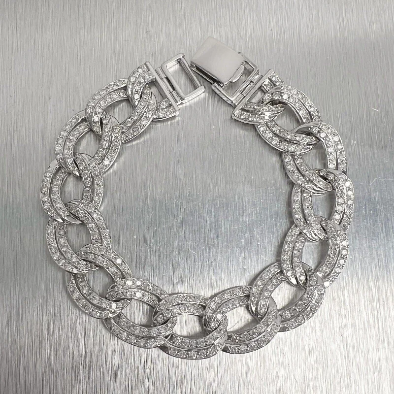 Luxury Meets Affordability – Jewelry Sale Live Now 14k White Gold Diamond Double Curb Link 15.5mm Chain Bracelet 7.75" 8.40ctw