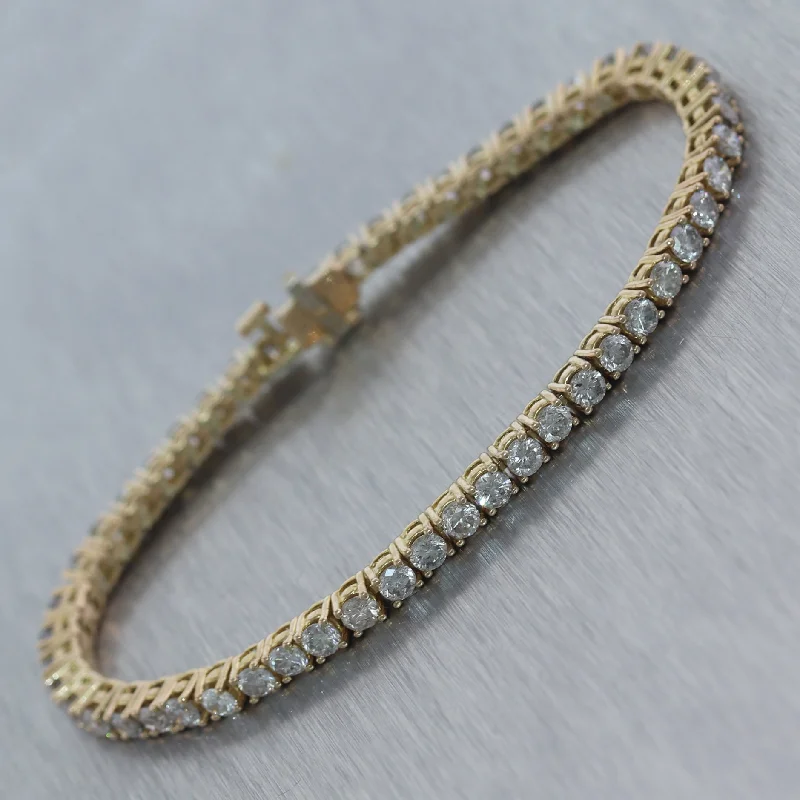 Limited-Time Jewelry Sale – Don't Miss Out On Dazzling Discounts 14k Yellow Gold 5.20ctw Round Cut Diamond Tennis Bracelet