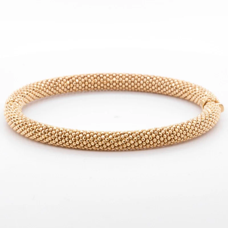 Save On Luxury Jewelry Pieces – Limited-Time Offers 14k Yellow Gold Beaded Mesh Hinged Bangle Bracelet 6.75" 20.6g ITALY