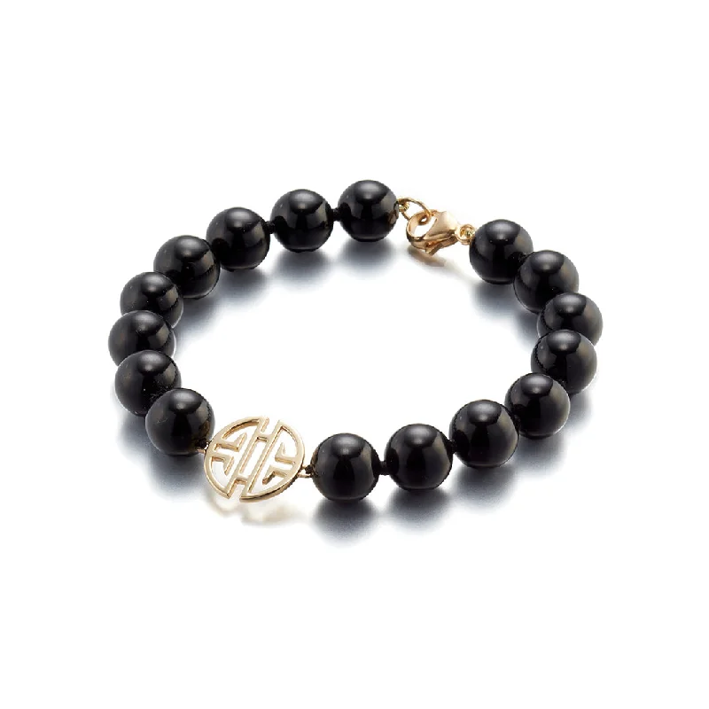 Limited-Stock Jewelry Sale – Shop Before It's Gone 10mm Black Jade & Shou Bracelet