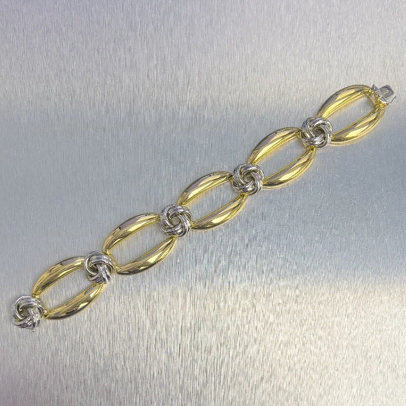 Unmissable Jewelry Clearance – Final Reductions 18k White & Yellow Gold Two Row Knot Station Bracelet 7.25" 82.6g