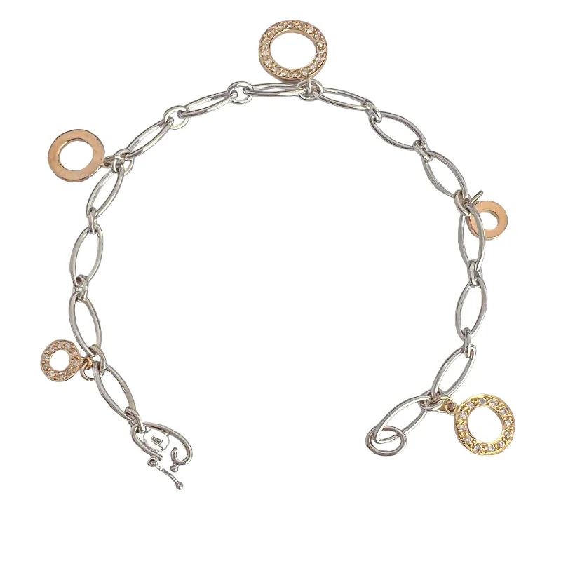 Special Sale On Handcrafted Jewelry – Shop Today 18k White Yellow Rose Gold Diamond Circlet Charm Oval Link Bracelet 6.75" 0.25ct