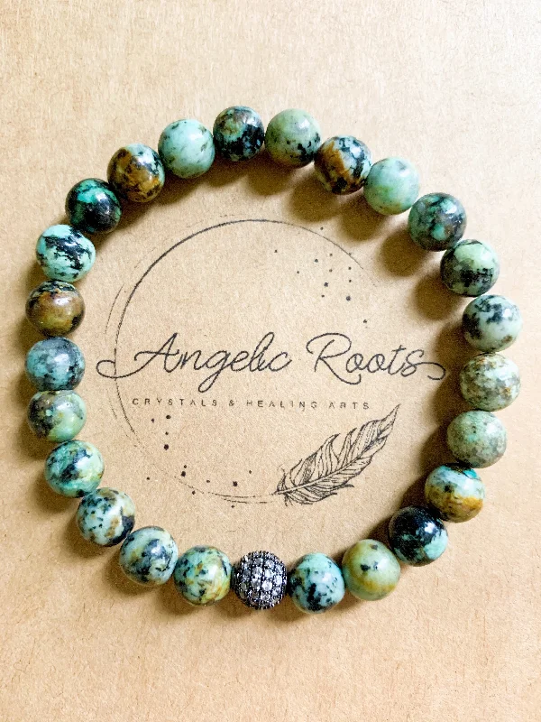 Don't Miss These Dazzling Jewelry Discounts African Turquoise Jasper & Rhinestone Bracelet || Reiki Infused