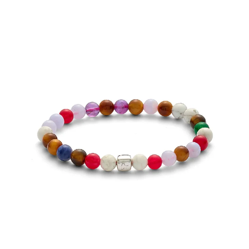 Special Sale On Handcrafted Jewelry – Shop Today ColorUp Copenhagen (6mm) Silver Bracelet w. Agate, Tiger's Eye & Amethyst