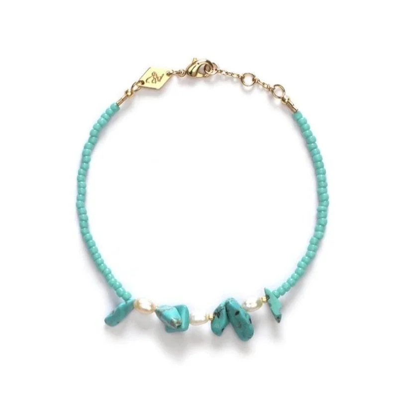 Breathtaking Jewelry, Breathtaking Prices Emanuelle Gold Plated Bracelet w. Aqua Sky Beads