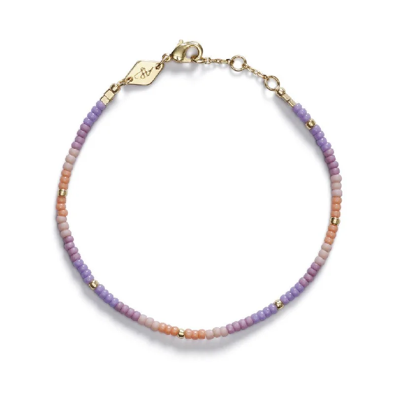 Shop Handcrafted Jewelry At Special Promotional Rates Tie-Dye Gold Plated Bracelet w. Peach Blossom Beads