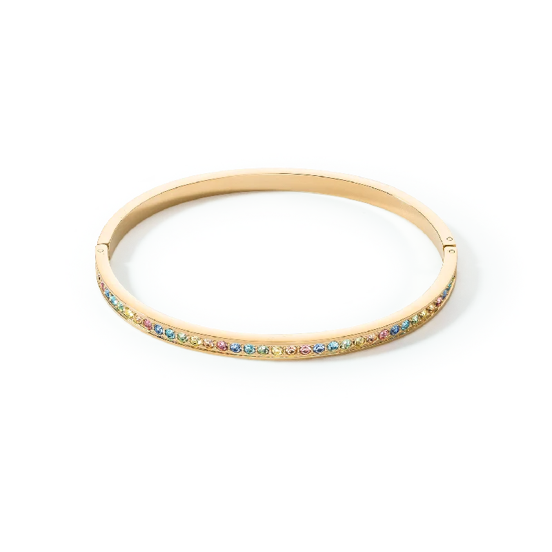 Shop Stylish Jewelry Now And Save Big Bangle stainless steel & crystals gold multicolour pastel 17