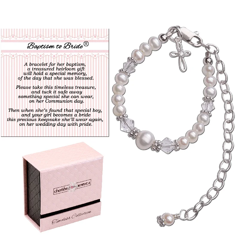 Classic And Modern Jewelry Styles On Sale Baptism to Bride® Sterling Silver Baptism Bracelet