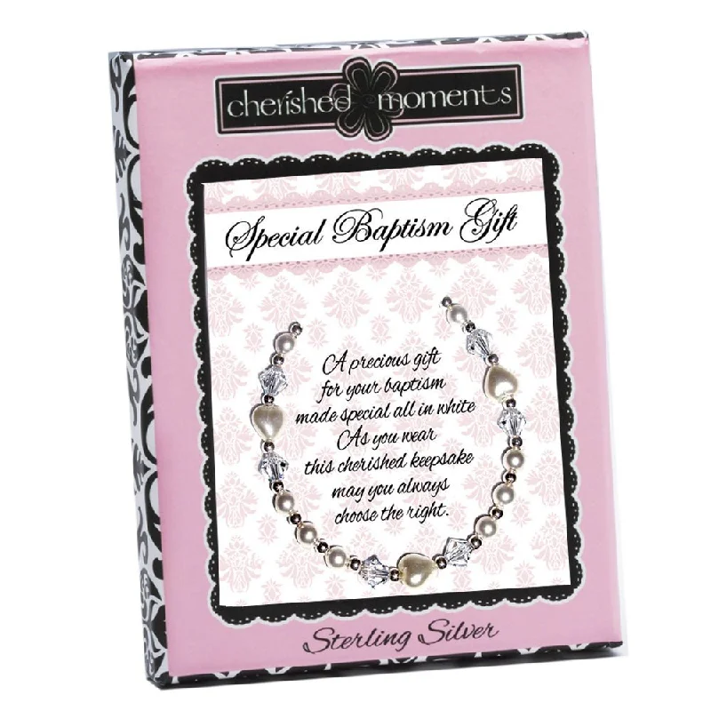 Timeless Beauty, Unbeatable Deals – Jewelry Sale On Baptism Bracelet with Pearl Hearts (6-12 years)