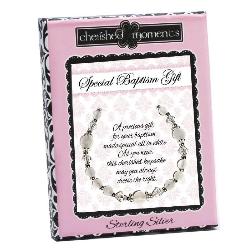 Grab Exquisite Jewelry At The Lowest Prices Baptism Bracelet with White Jade and Crystals (6-12 years)