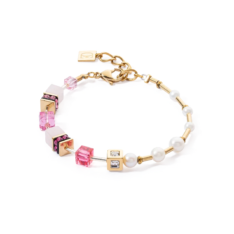 Premium Diamond Jewelry At Once-In-A-Lifetime Discounts Bracelet GeoCUBE® Fusion Precious Pearl Mix gold-pink